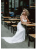 V Neck Ivory Chiffon Simple Boho Wedding Dress